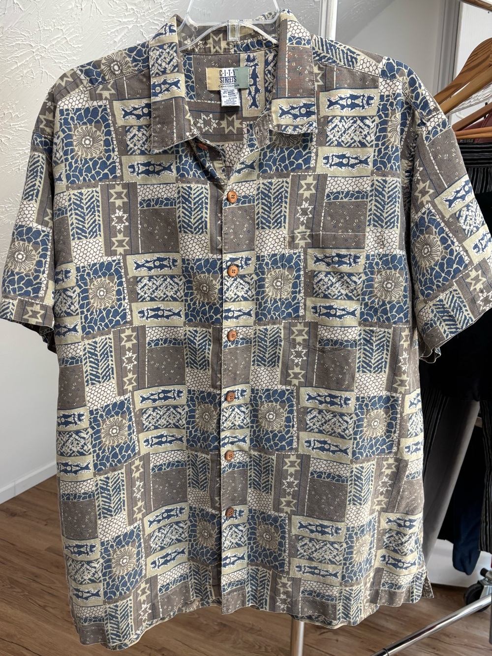 City Streets vintage 90s button down with Southwestern aztec pattern, size 2XLT